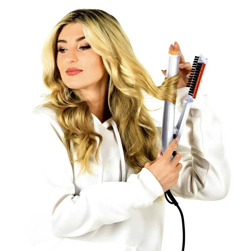 2-in-1 Professional Rotating Iron Hair Brush | Adjustable Heat, Quick Heating & Ideal for All Hair Types